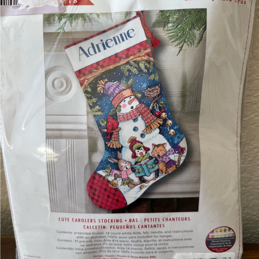 Cross Stitch Kit Dimensions Cute Carolers And  Snowman Christmas Stocking 8751